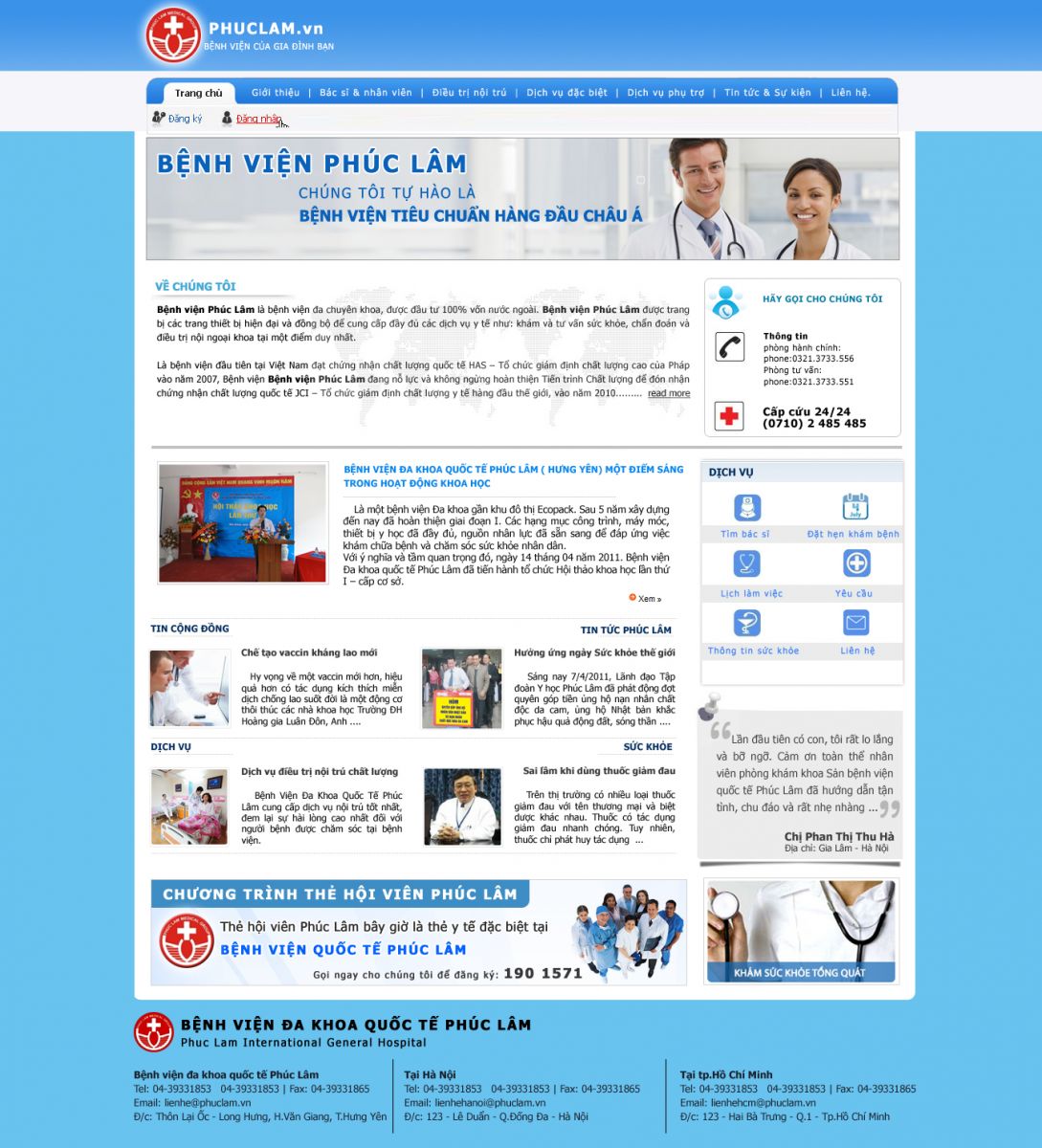 Website bệnh viện đa khoa Phúc Lâm - Văn Giang